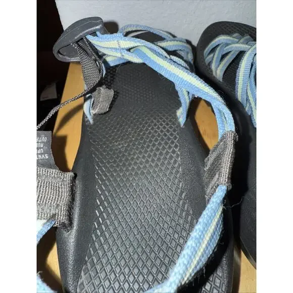 Chaco Sandals Blue/Wht Sz 9 Non Marking ZX Classic Vibram Soles Beach Summer - Picture 9 of 10